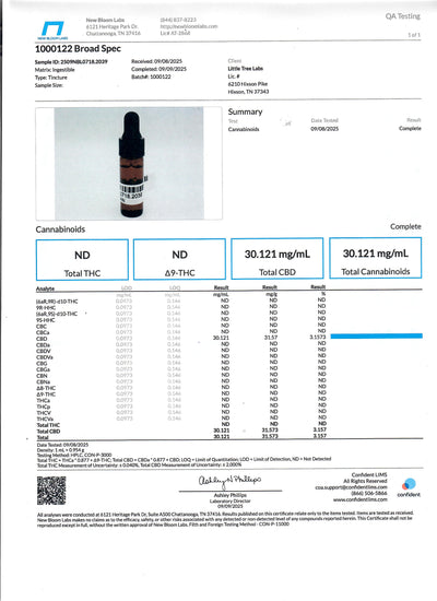 CBD Broad Spectrum Tincture - Little Tree Labs