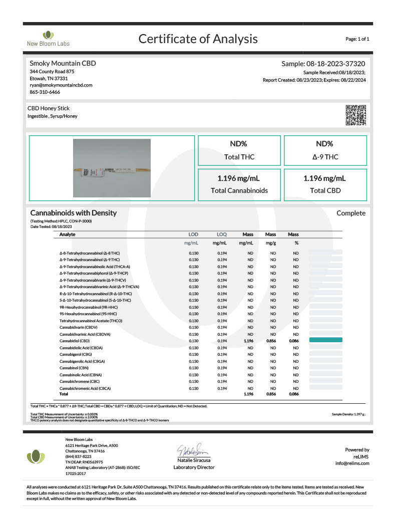 CBD Honey Stick - Smoky Mountain CBD