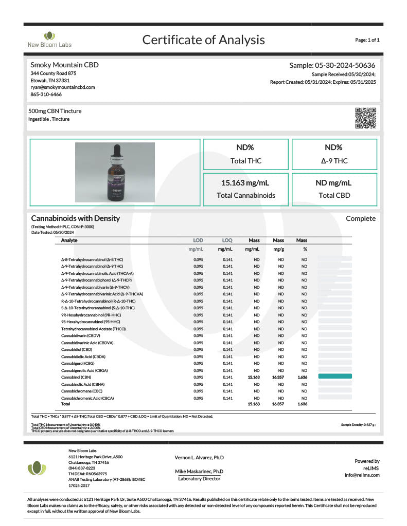 CBN Isolate Tincture - Smoky Mountain CBD