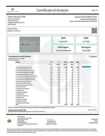 D8 Honey Stick - Smoky Mountain CBD