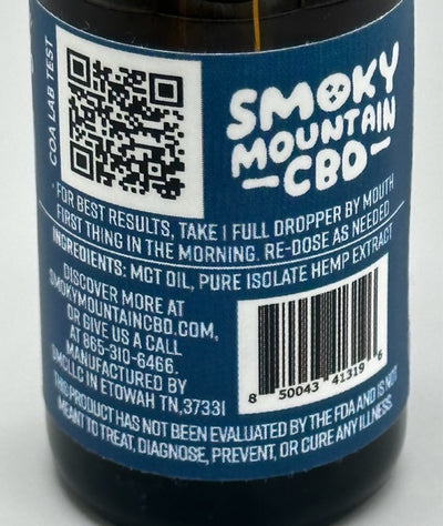 CBD Isolate Wellness Tincture - Smoky Mountain CBD