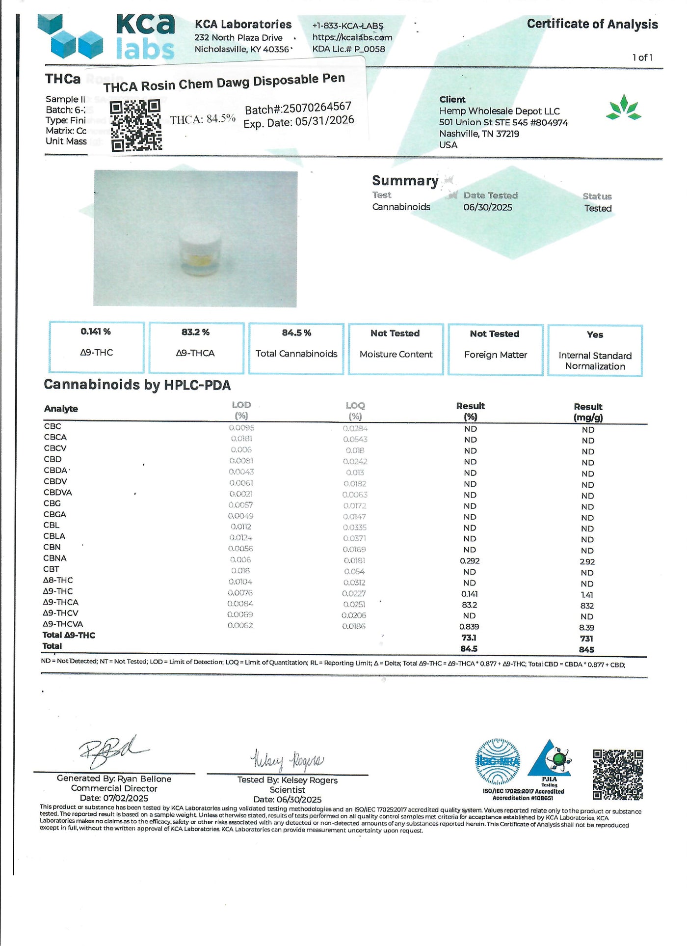 THCA Chem Dawg Rosin Disposable Pen (I)