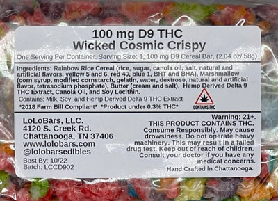 D9 100 mg Wicked Cosmic Crispy -  LoLo Bars